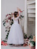 White Lace Tulle Bohemian Flower Girl Dress